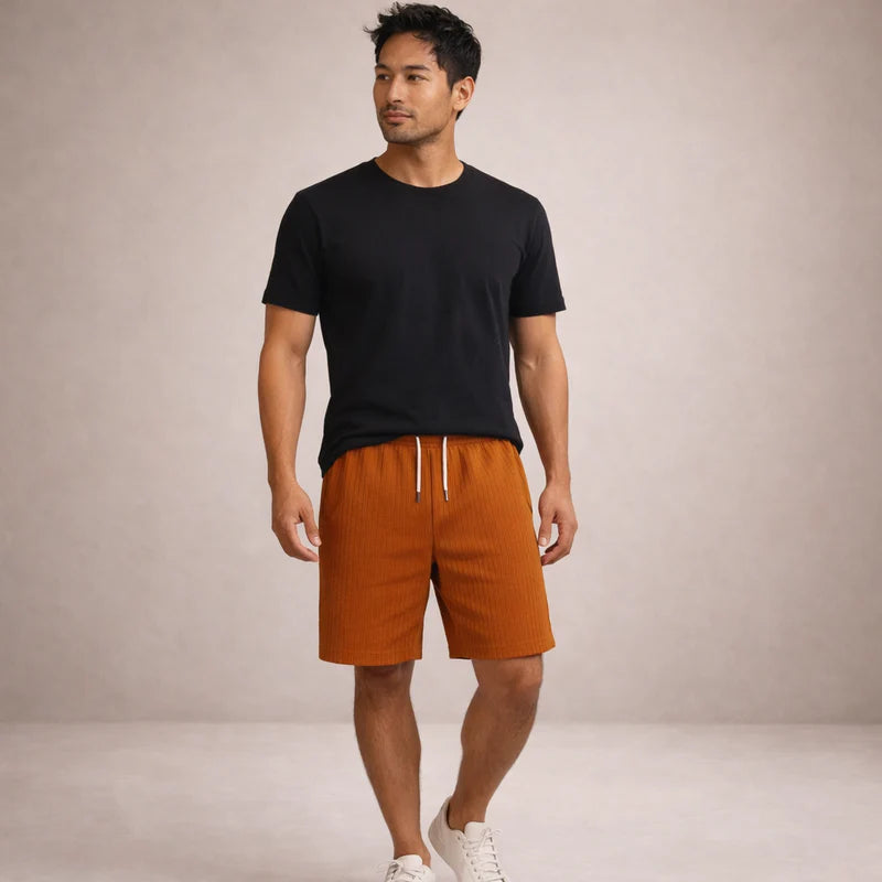 Fabrizio | Men's Striped Adjustable Drawstring Pockets Summer Shorts