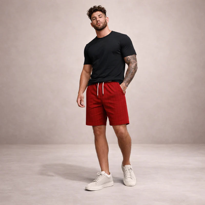 Fabrizio | Men's Striped Adjustable Drawstring Pockets Summer Shorts