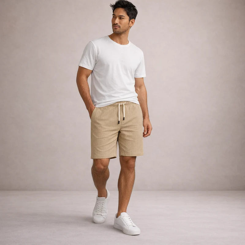 Fabrizio | Men's Striped Adjustable Drawstring Pockets Summer Shorts
