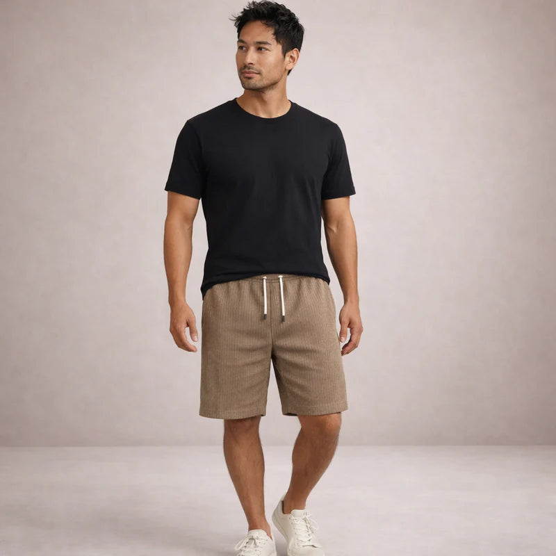 Fabrizio | Men's Striped Adjustable Drawstring Pockets Summer Shorts