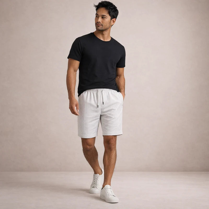 Fabrizio | Men's Striped Adjustable Drawstring Pockets Summer Shorts