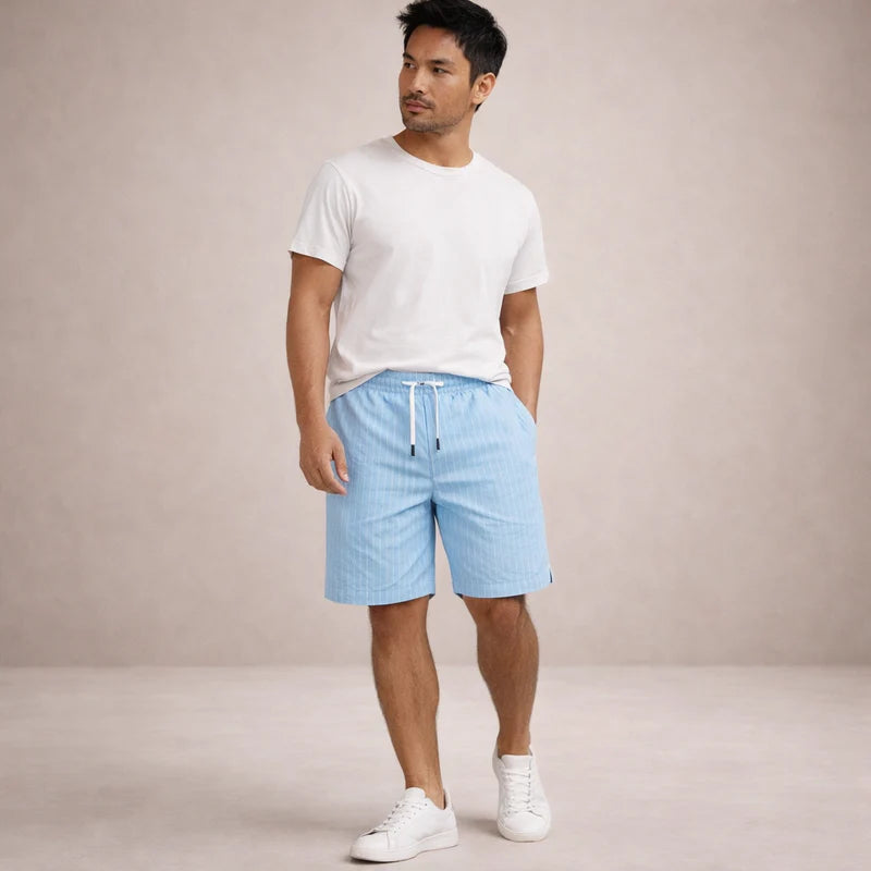 Fabrizio | Men's Striped Adjustable Drawstring Pockets Summer Shorts