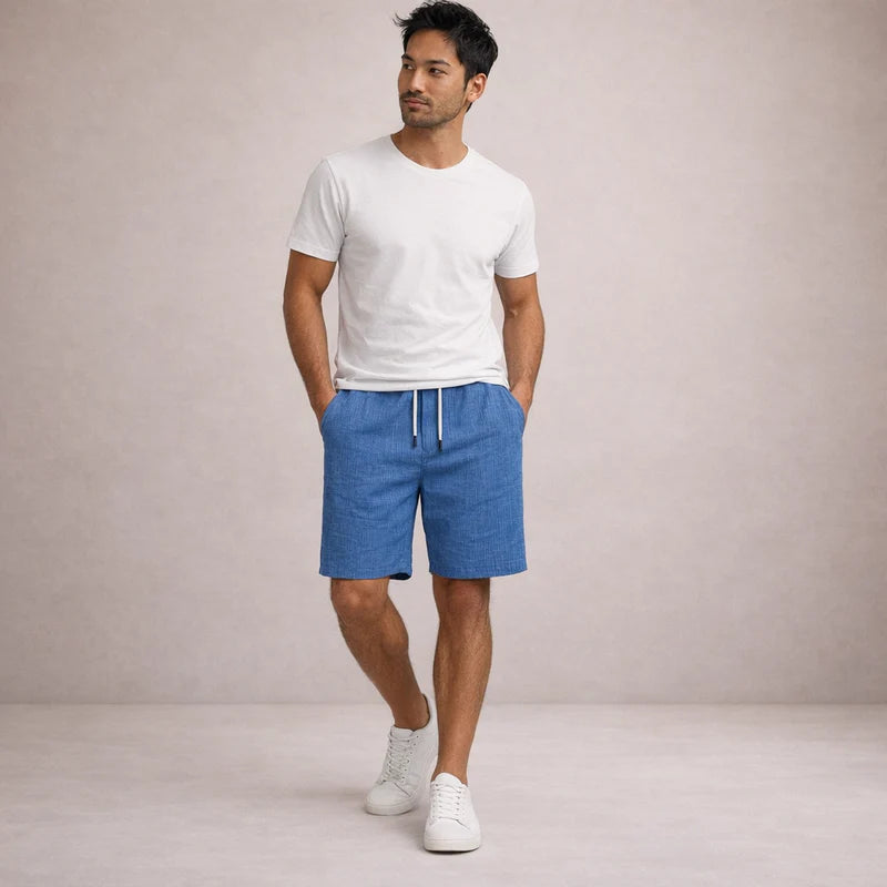 Fabrizio | Men's Striped Adjustable Drawstring Pockets Summer Shorts