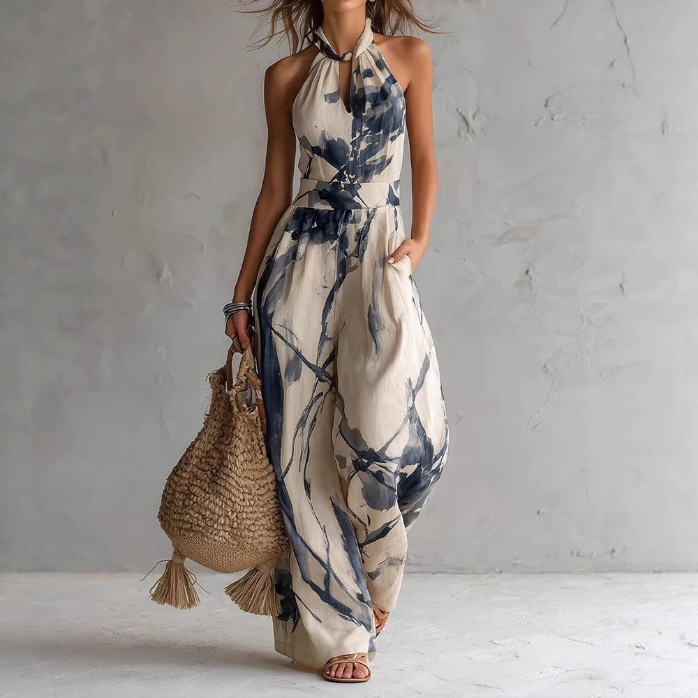 Faith | Women's High-Waist Halter Neck Flowy Jumpsuit