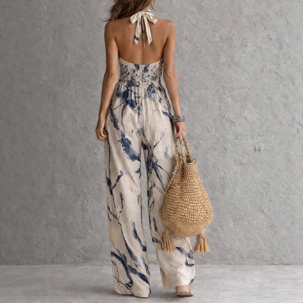 Faith | Women's High-Waist Halter Neck Flowy Jumpsuit
