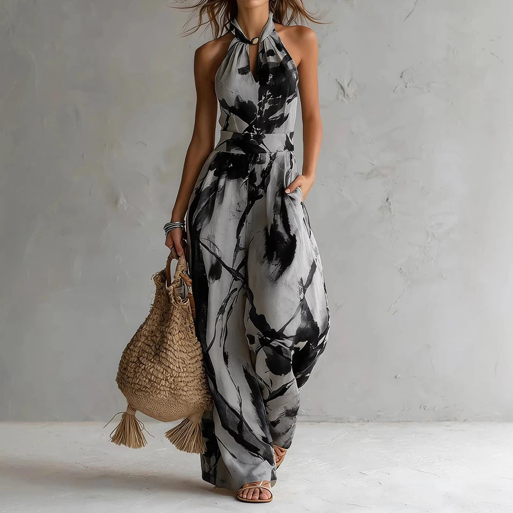 Faith | Women's High-Waist Halter Neck Flowy Jumpsuit