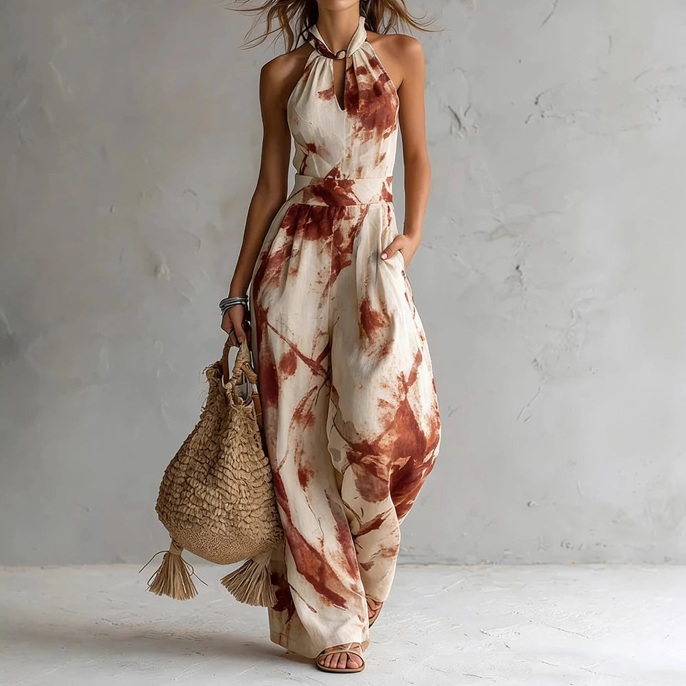 Faith | Women's High-Waist Halter Neck Flowy Jumpsuit