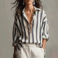 Fallon | Women's Striped Button Up Collared Dress Shirt