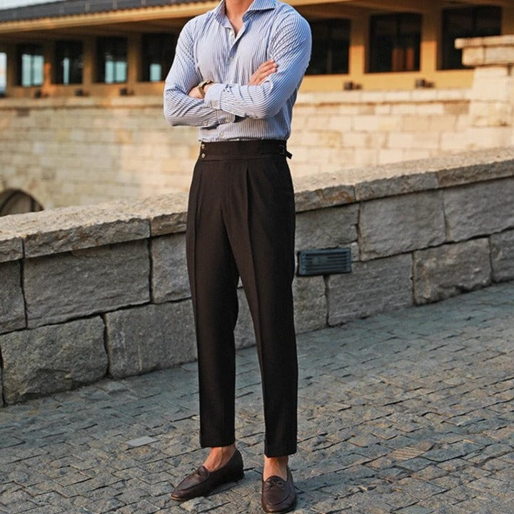 Fernando | Men's Straight Leg Pleated High Waist Dress Pants