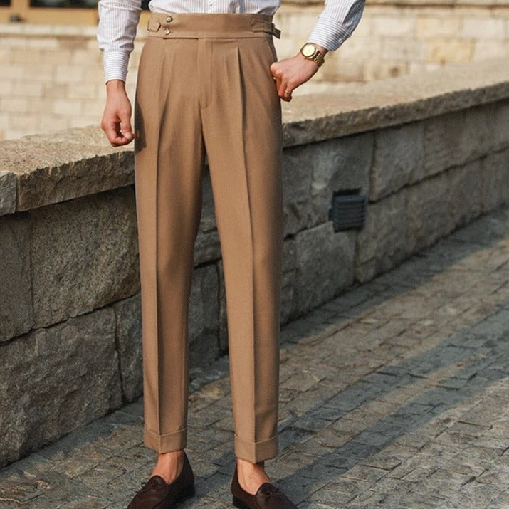 Fernando | Men's Straight Leg Pleated High Waist Dress Pants