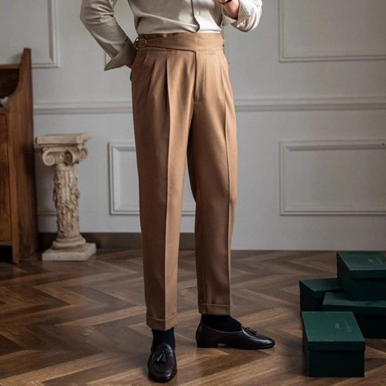 Fletcher | Men's Straight Leg Pleated High Waist Dress Pants