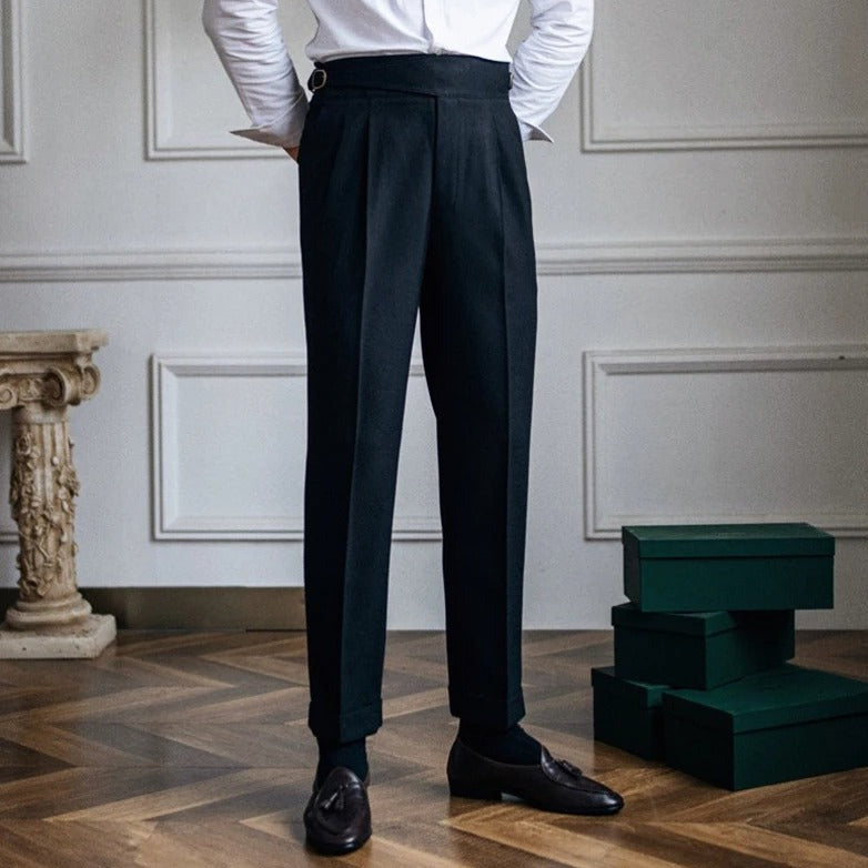 Fletcher | Men's Straight Leg Pleated High Waist Dress Pants