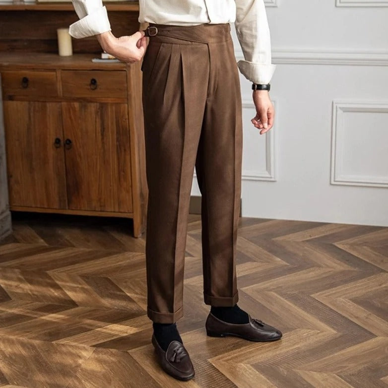 Fletcher | Men's Straight Leg Pleated High Waist Dress Pants