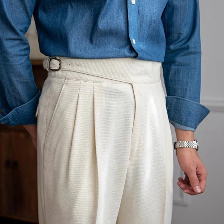 Fletcher | Men's Straight Leg Pleated High Waist Dress Pants