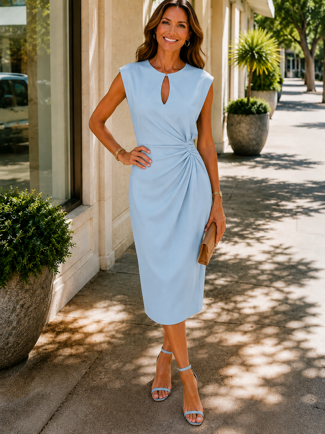 Fleur | Women's Round Neck Sleeveless Wedding Guest Dress