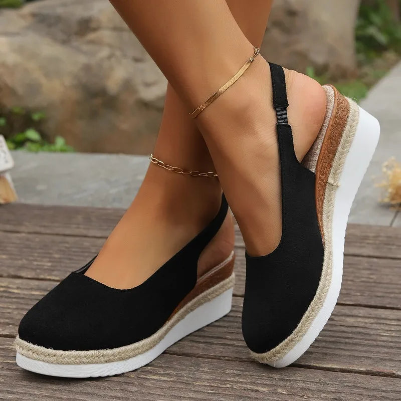 Florence | Women’s Round Toe Slingback Platform Wedge Sandals