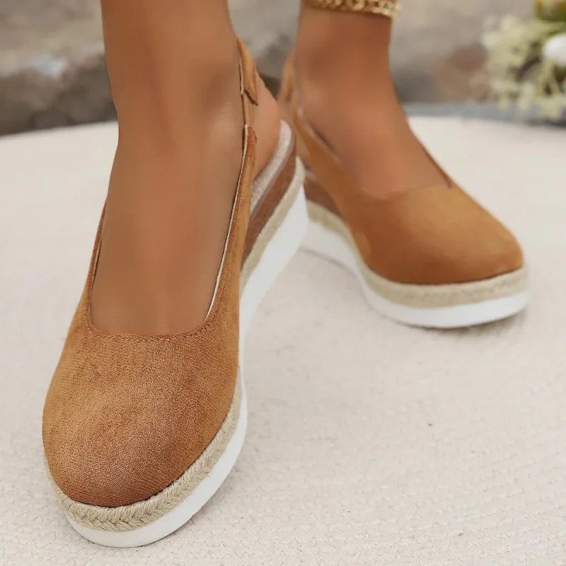 Florence | Women’s Round Toe Slingback Platform Wedge Sandals