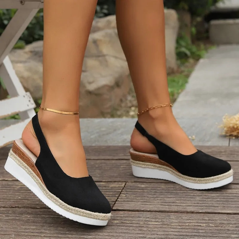 Florence | Women’s Round Toe Slingback Platform Wedge Sandals