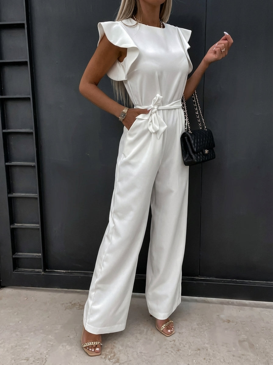 Florence | Women’s Waist Tie Ruffled Sleeve Summer Jumpsuit