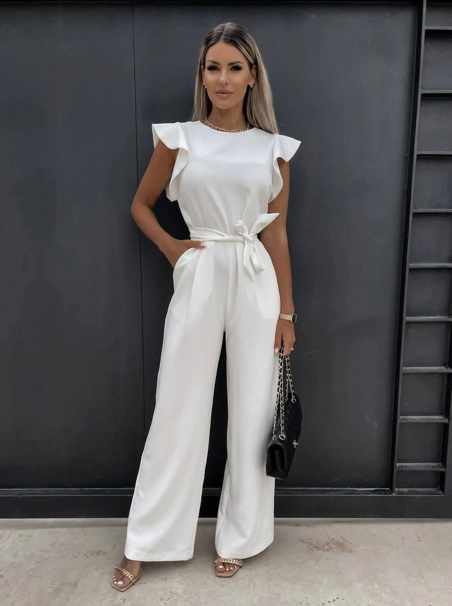 Florence | Women’s Waist Tie Ruffled Sleeve Summer Jumpsuit
