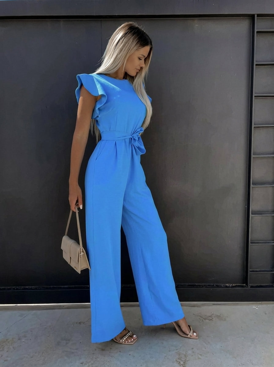 Florence | Women’s Waist Tie Ruffled Sleeve Summer Jumpsuit