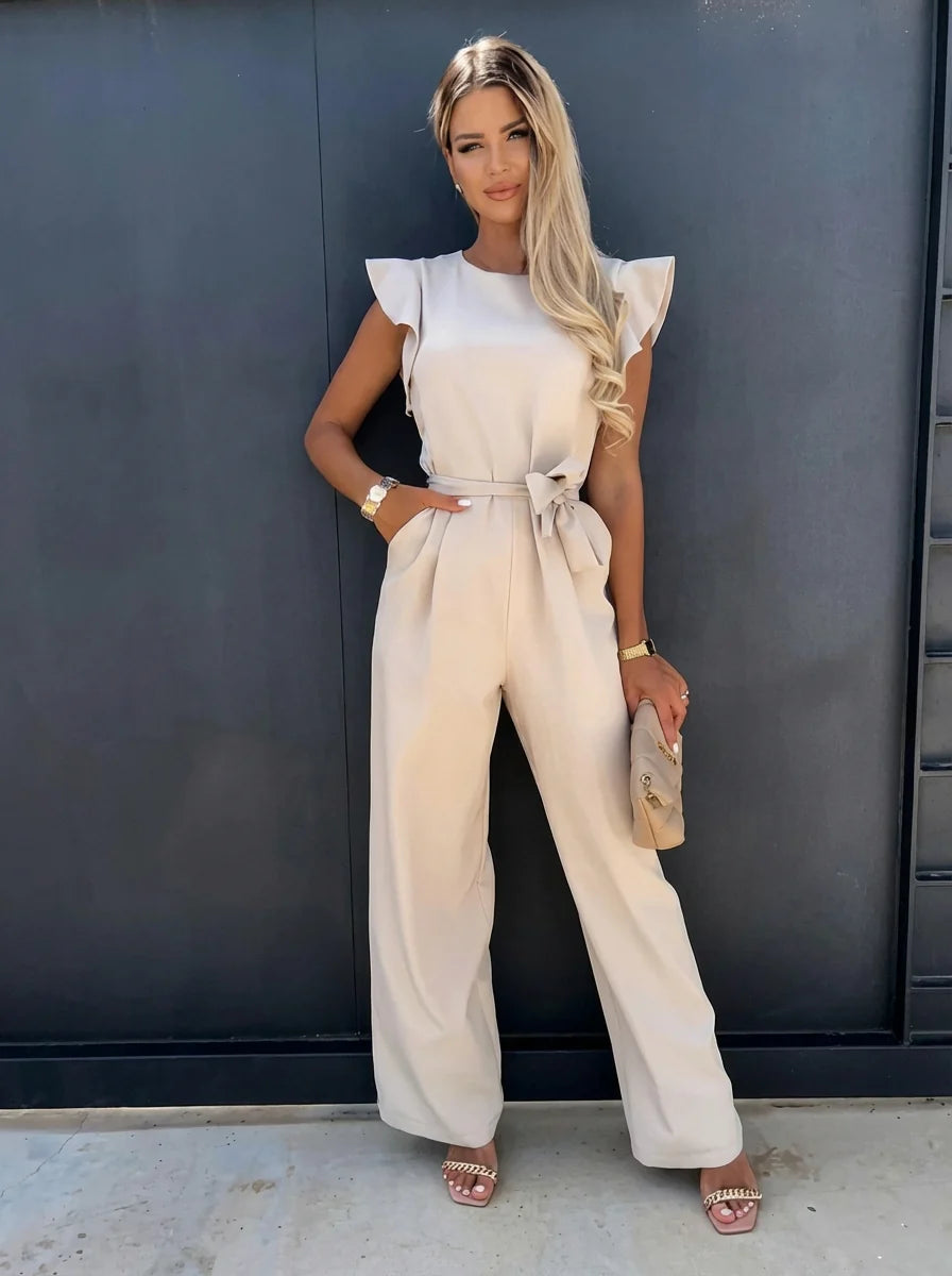 Florence | Women’s Waist Tie Ruffled Sleeve Summer Jumpsuit
