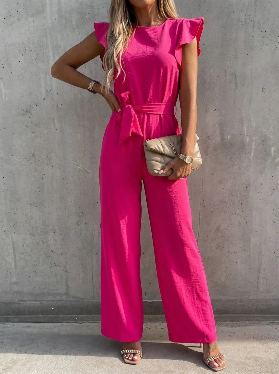 Florence | Women’s Waist Tie Ruffled Sleeve Summer Jumpsuit