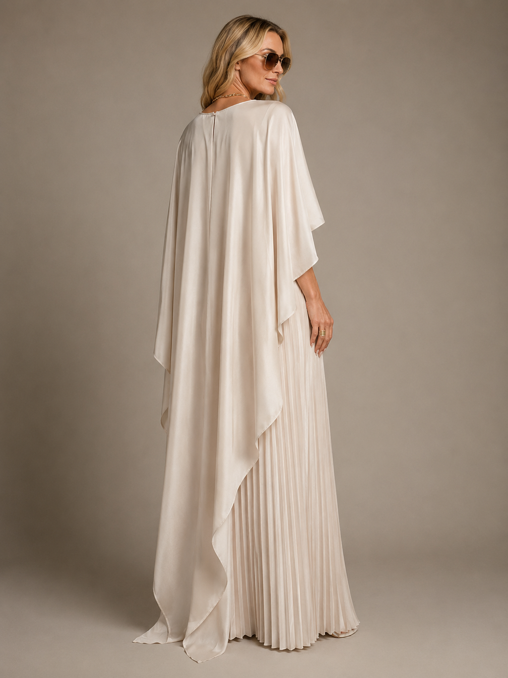 Frances | Women's Round Neck Pleated Wedding Guest Dress