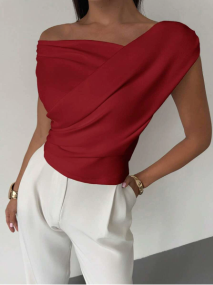 Francesca | Women's Sleeveless Draped Off Shoulder Blouse