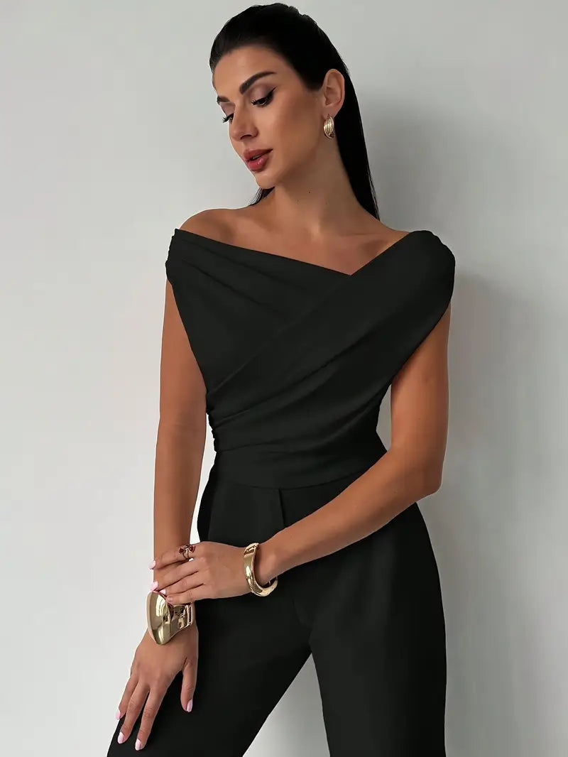 Francesca | Women's Sleeveless Draped Off Shoulder Blouse