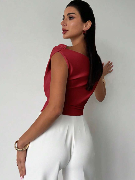 Francesca | Women's Sleeveless Draped Off Shoulder Blouse
