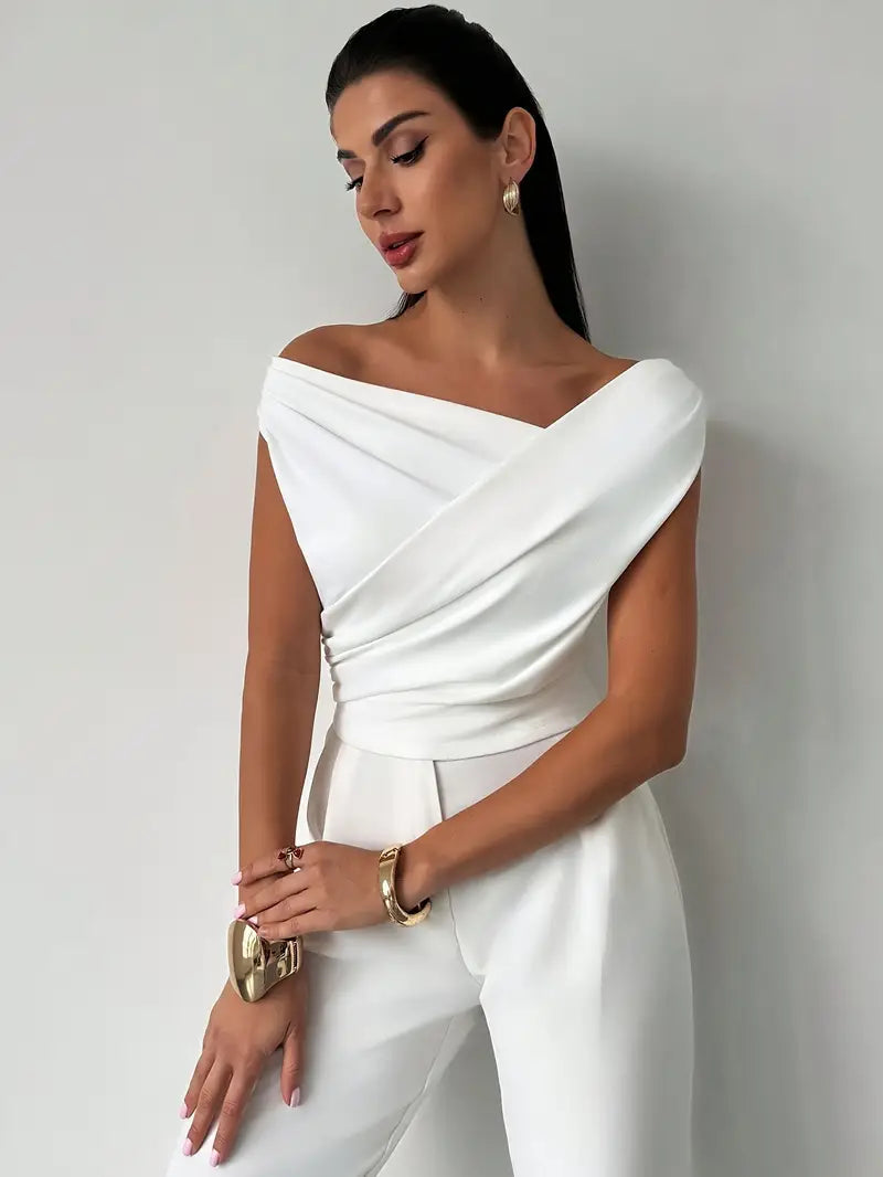 Francesca | Women's Sleeveless Draped Off Shoulder Blouse