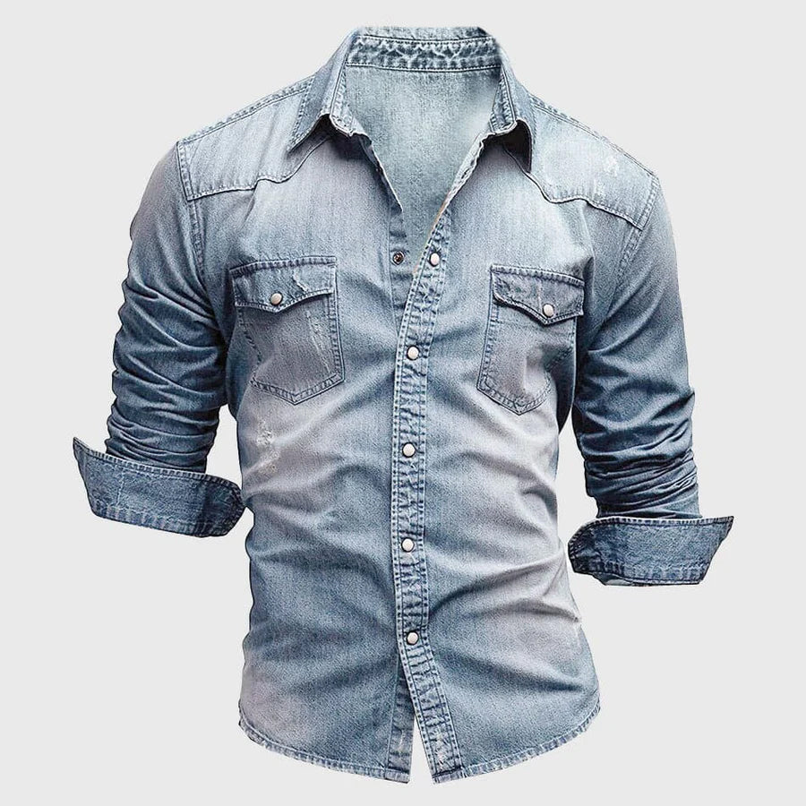 Francis | Men's Buttoned Pointed Collar Denim Shirt