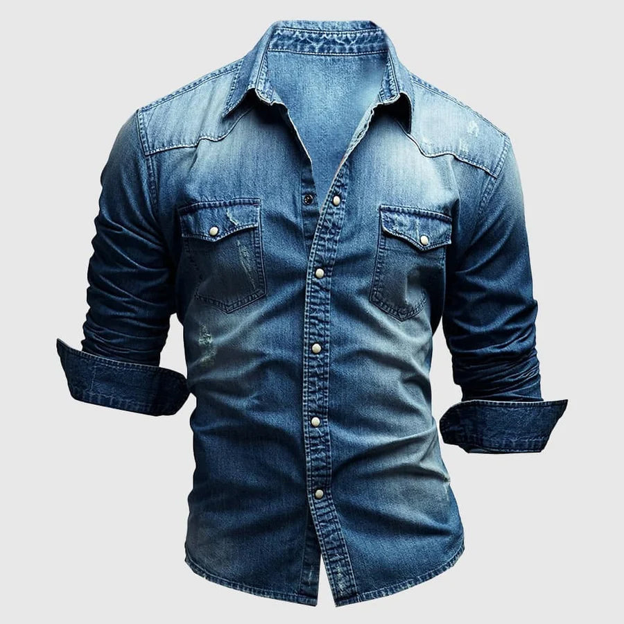 Francis | Men's Buttoned Pointed Collar Denim Shirt