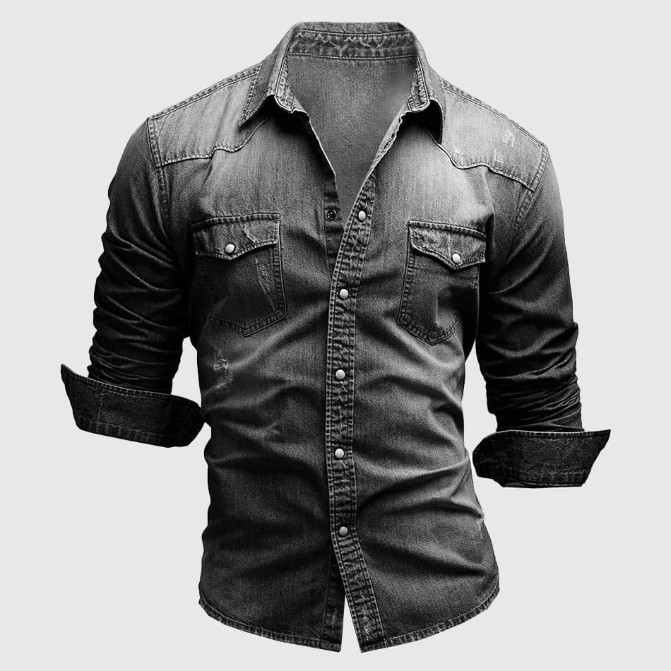 Francis | Men's Buttoned Pointed Collar Denim Shirt