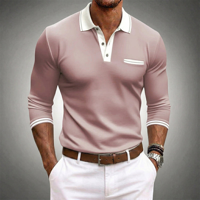 Francisco | Men’s Long Sleeve Slim Fit Pocket Polo Shirt