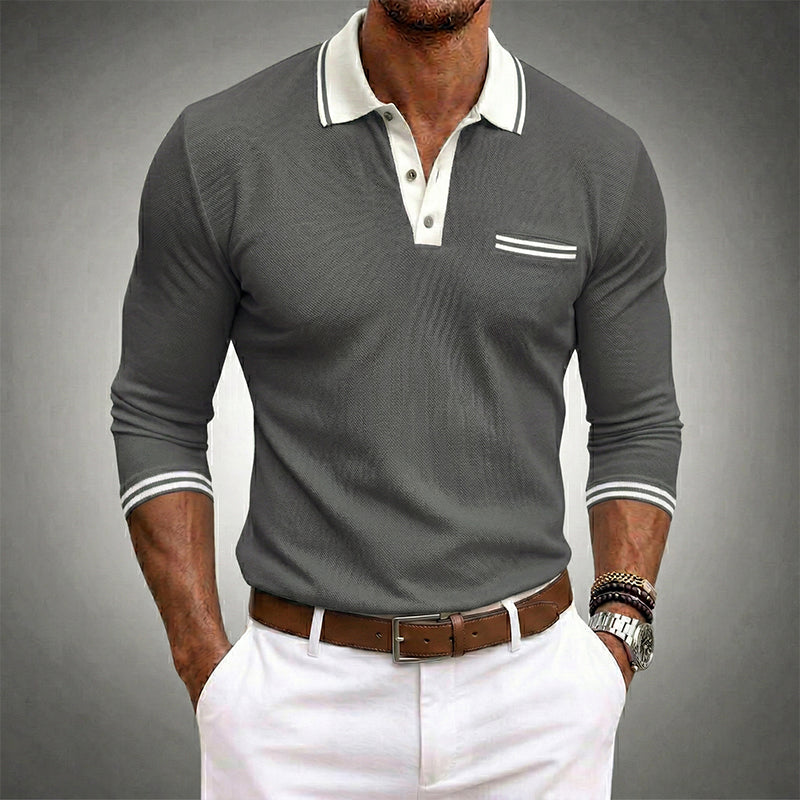 Francisco | Men’s Long Sleeve Slim Fit Pocket Polo Shirt
