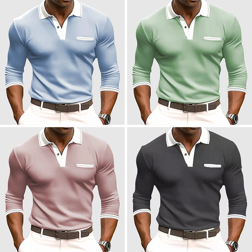 Francisco | Men’s Long Sleeve Slim Fit Pocket Polo Shirt