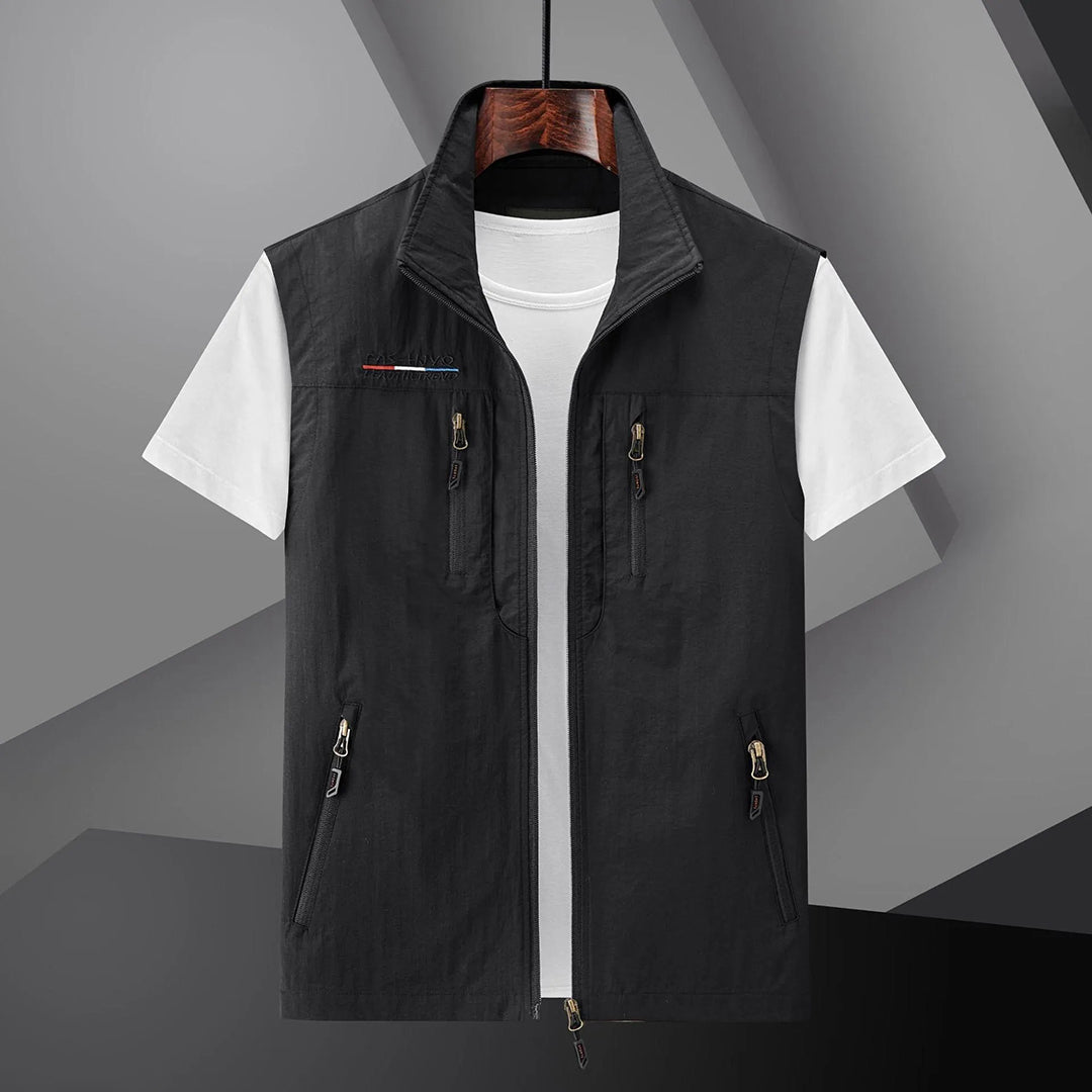 Frank | Men’s Collared Utility Zip Up Cargo Pocket Vest