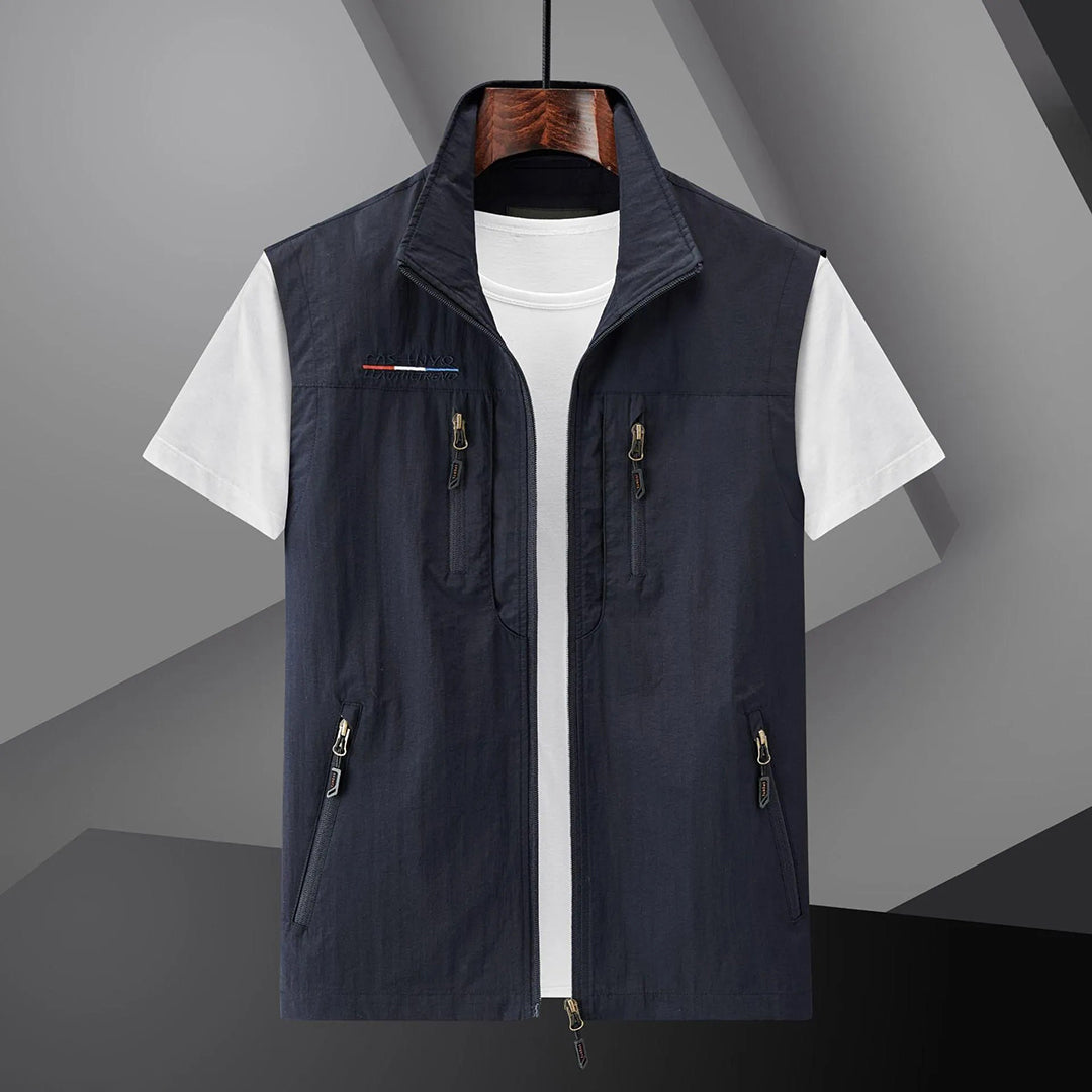 Frank | Men’s Collared Utility Zip Up Cargo Pocket Vest
