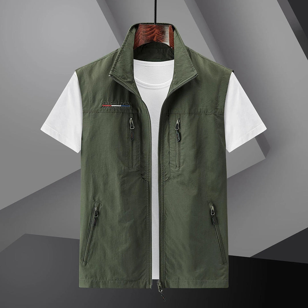 Frank | Men’s Collared Utility Zip Up Cargo Pocket Vest