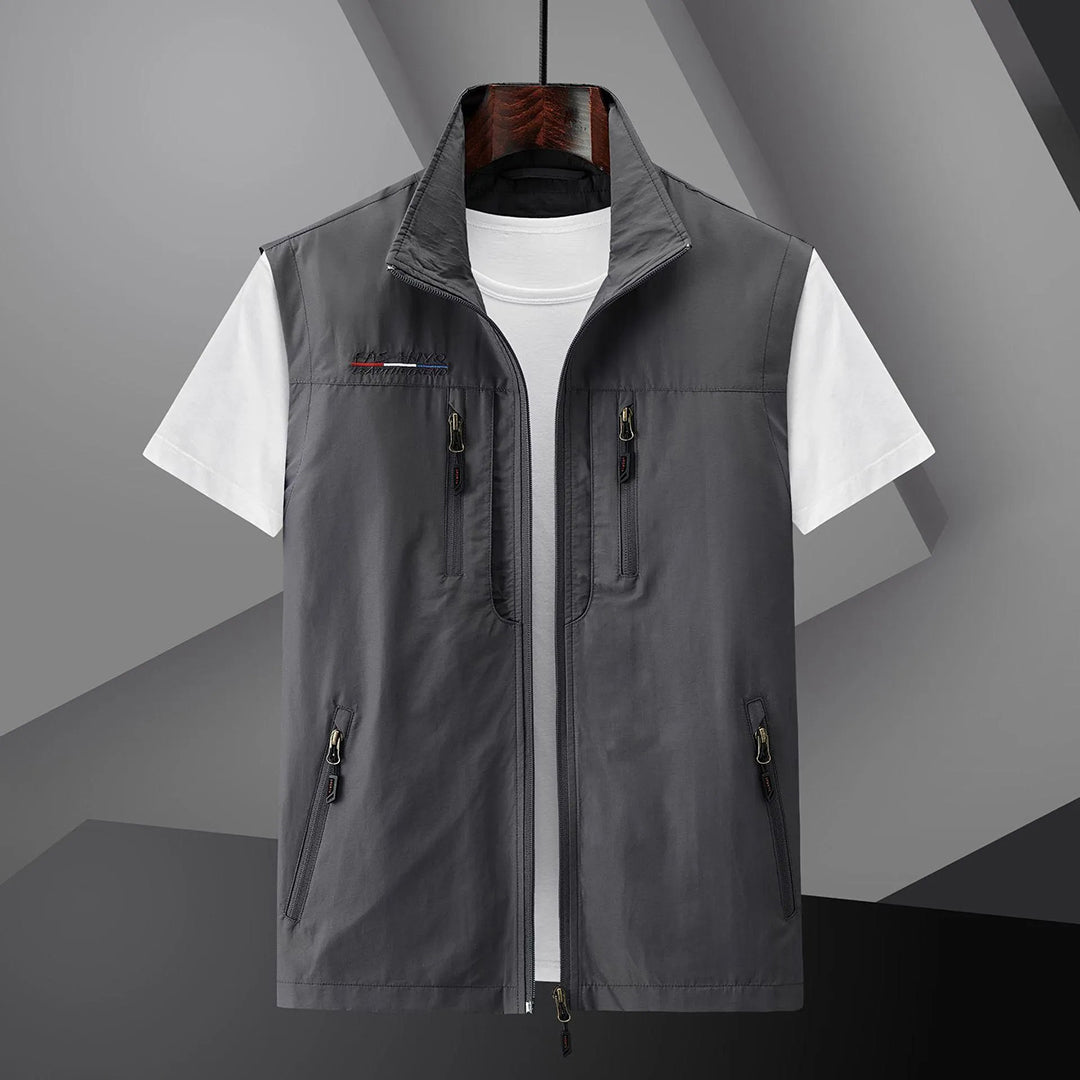 Frank | Men’s Collared Utility Zip Up Cargo Pocket Vest