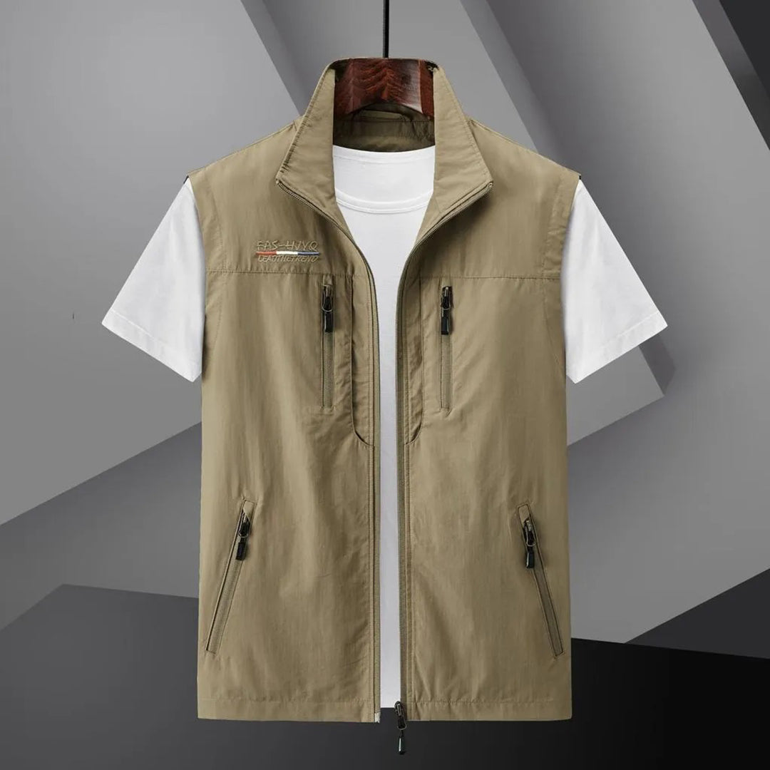 Frank | Men’s Collared Utility Zip Up Cargo Pocket Vest