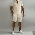 Freddie | Men's Short Sleeve Polo Zip Front Collared Two Piece Set