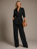 Frederica | Women's Long Sleeve Wrap Front Two Piece Suit