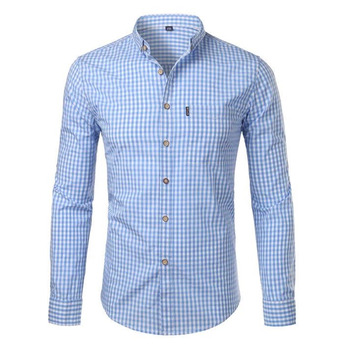 Frederich | Men's Slim Fit Checkered Long Sleeve Collared Shirt