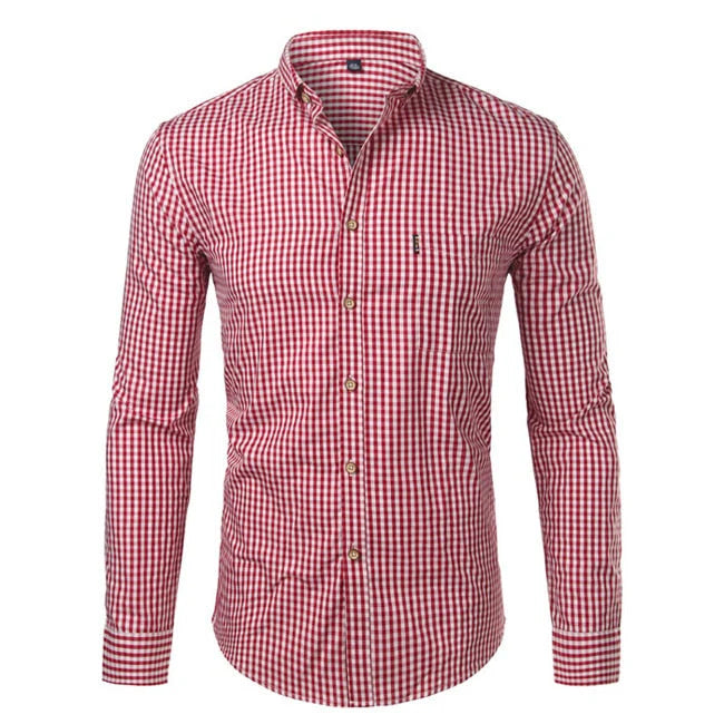 Frederich | Men's Slim Fit Checkered Long Sleeve Collared Shirt