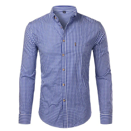 Frederich | Men's Slim Fit Checkered Long Sleeve Collared Shirt