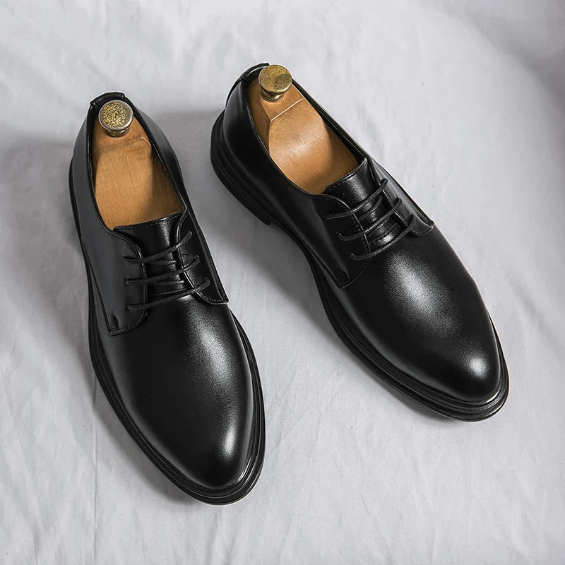 Gabriel | Men's Pointed Toe Derby Black Dress Shoes