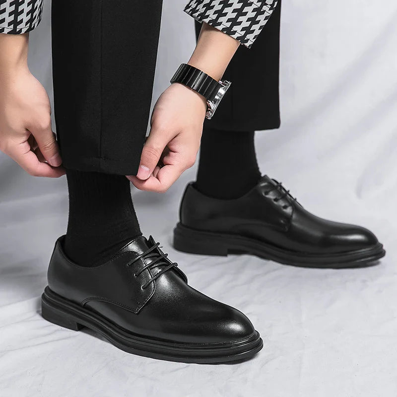 Gabriel | Men's Pointed Toe Derby Black Dress Shoes